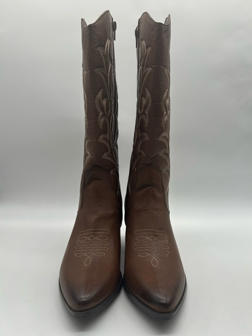 POP Barry Brown Western Tall Boots Embroidered Side Zip Cowboy Boots Women’s 9 - Picture 6 of 13